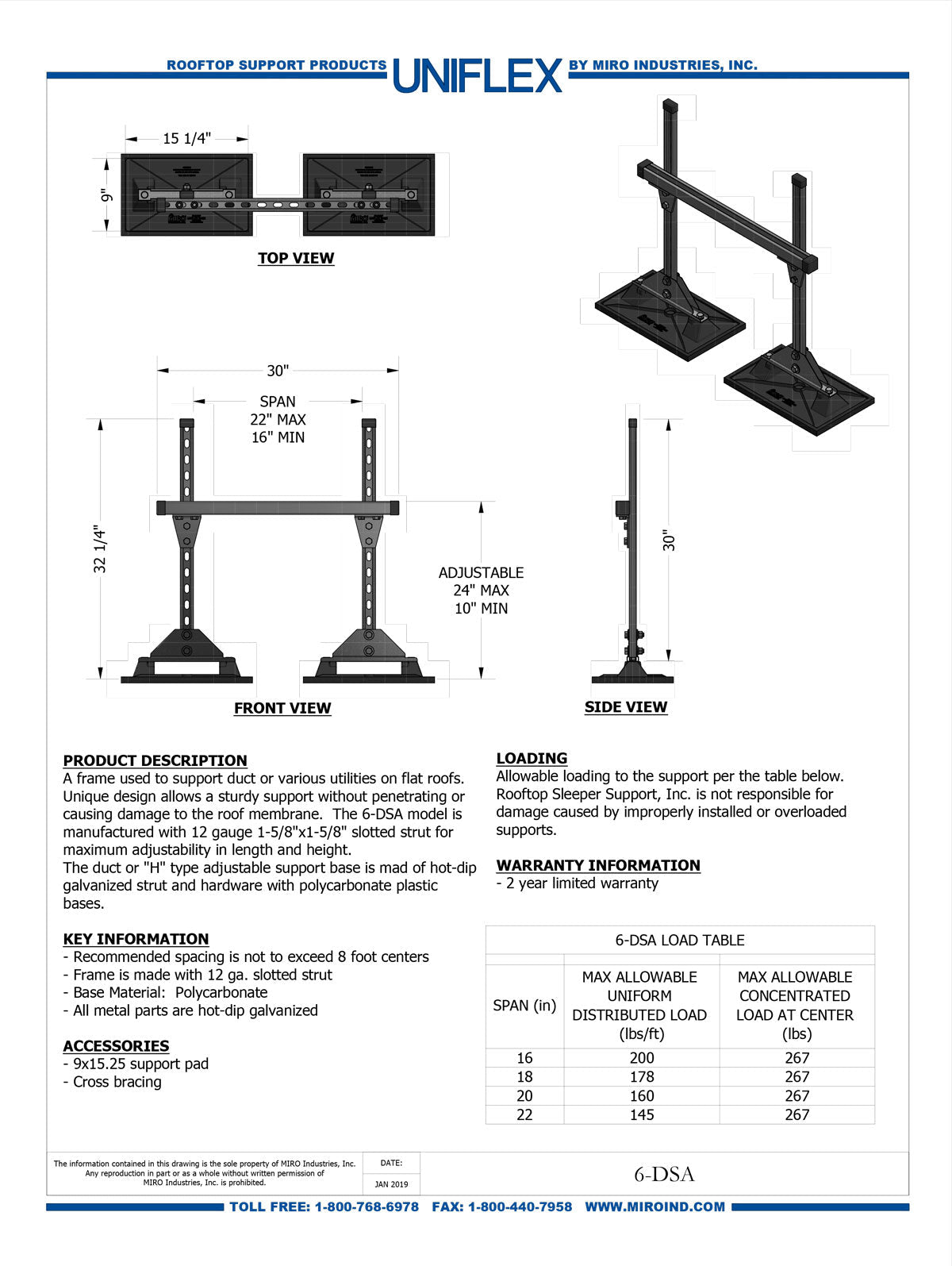 MIRO-CG 6-DSA Rooftop Duct Support