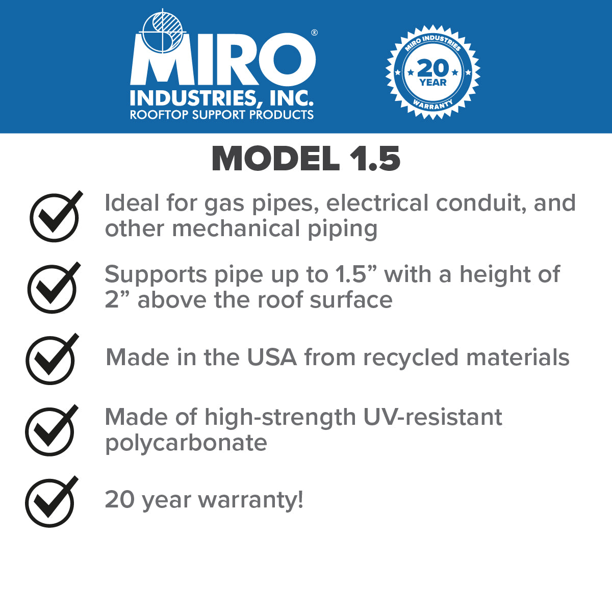 MIRO 1.5 Pillow Block Rooftop Pipe Support